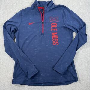 Ole Miss Rebels Nike Dri-fit Quarter Zip Pullover Size Large Navy Blue Red